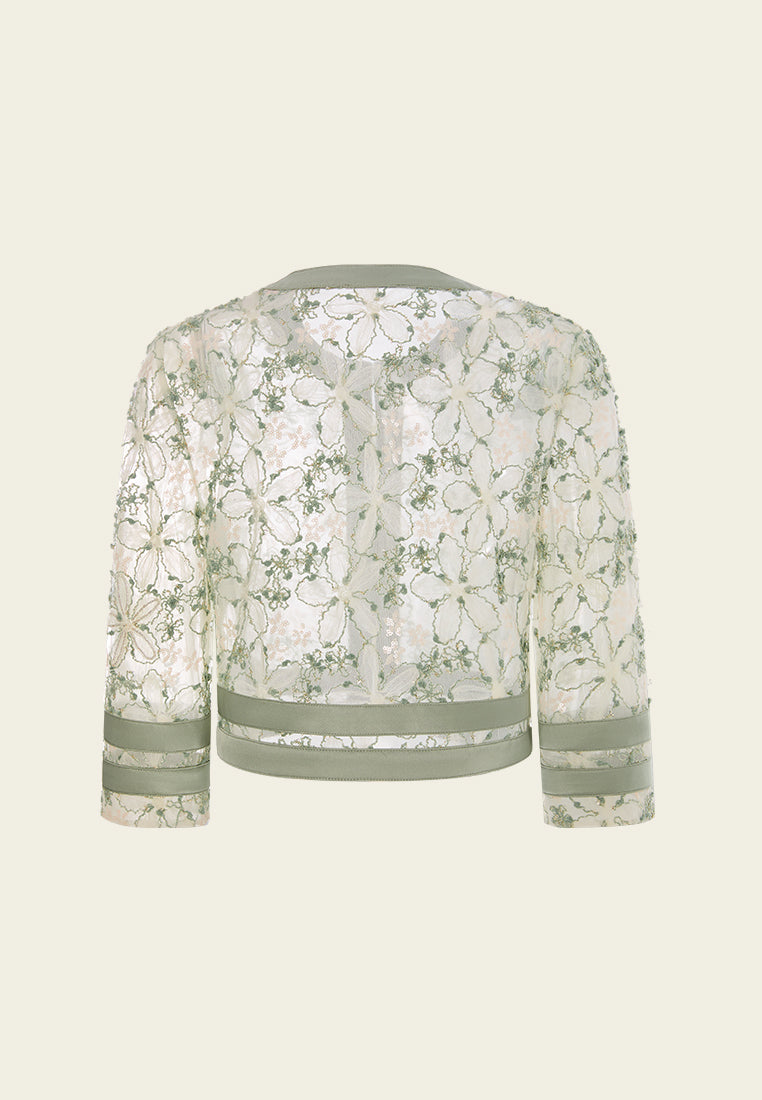 Contrasting-trim Mesh Jacket
