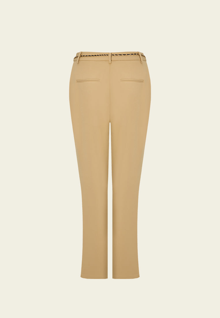 Chain-belt Slim-fit Chiffon Trousers