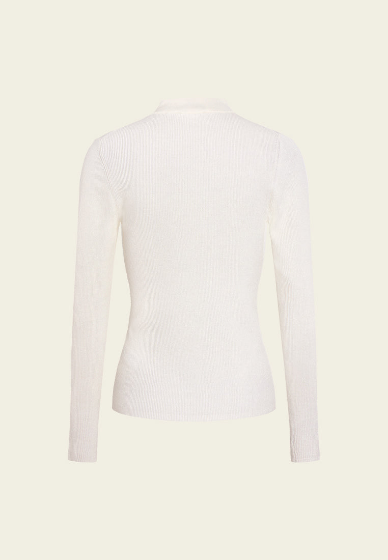 Ribbed Turtleneck Knit Sweater