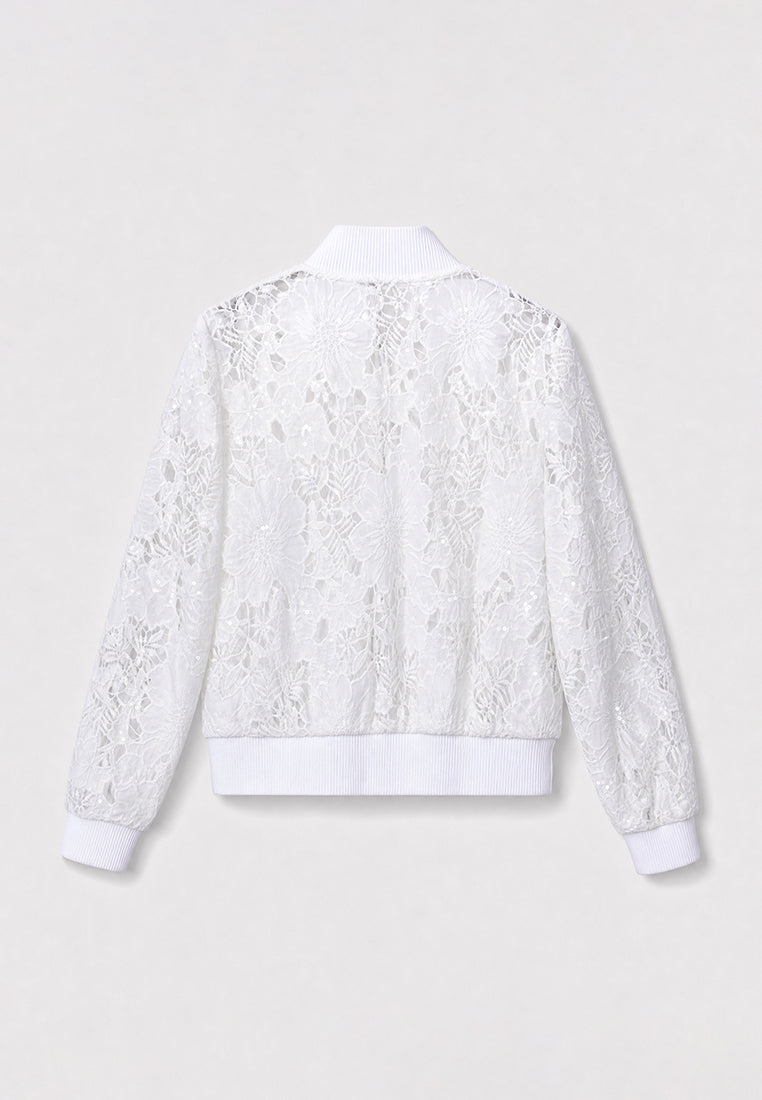 White Dentelle Perlé Charme Jacket