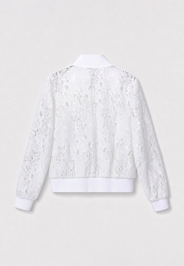 White Dentelle Perlé Charme Jacket
