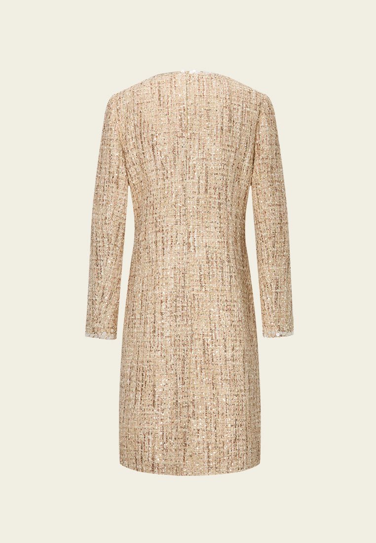 Sequin-detail Lurex Mixed Tweed Coat