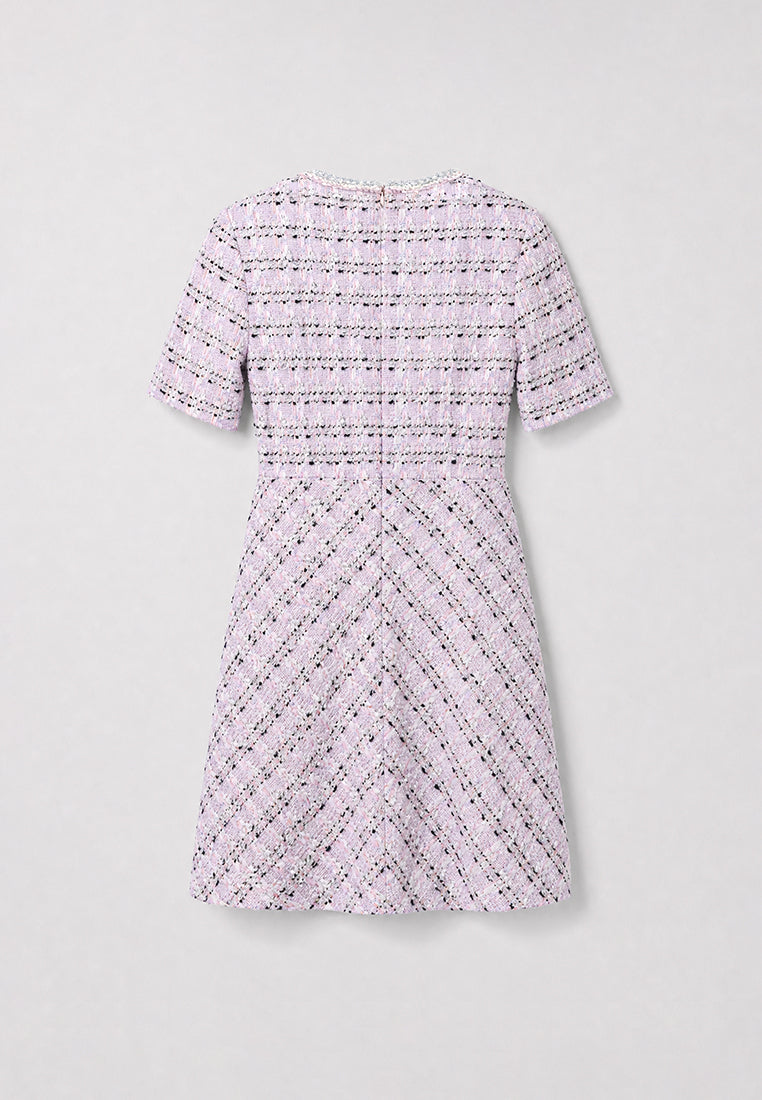 Rose Tweed Carreau Doré Dress