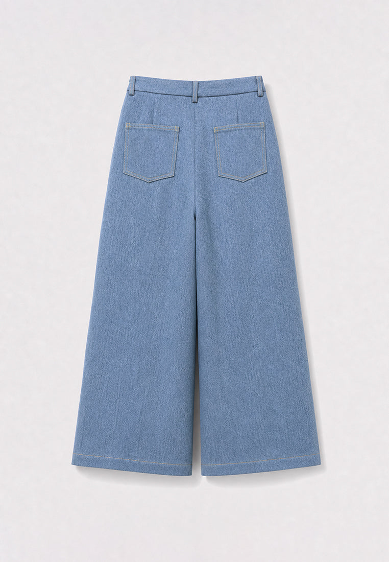 Bleu Denim Fleur Cristal Culottes