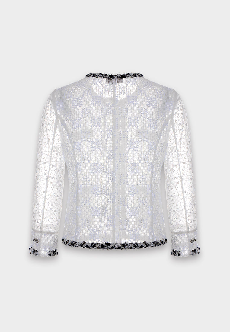 Contrast Lace Sequin Jacket