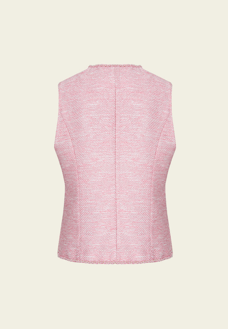 Pink Patch-pocket Embellished Waistcoat