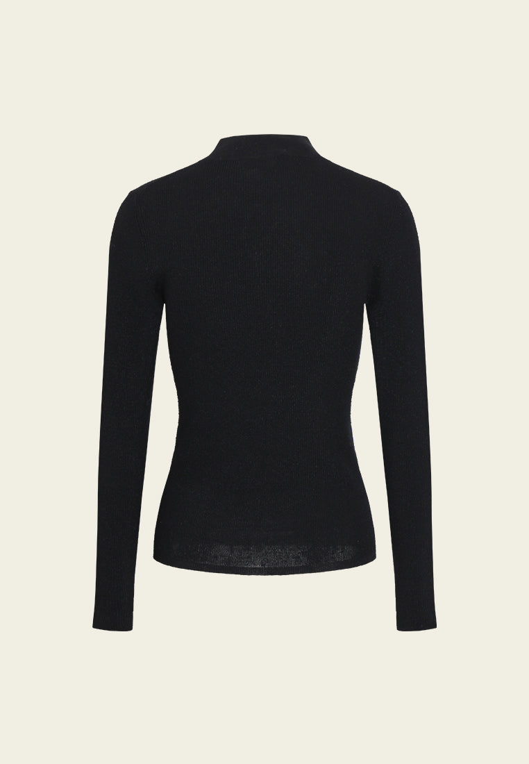 Ribbed Turtleneck Knit Sweater