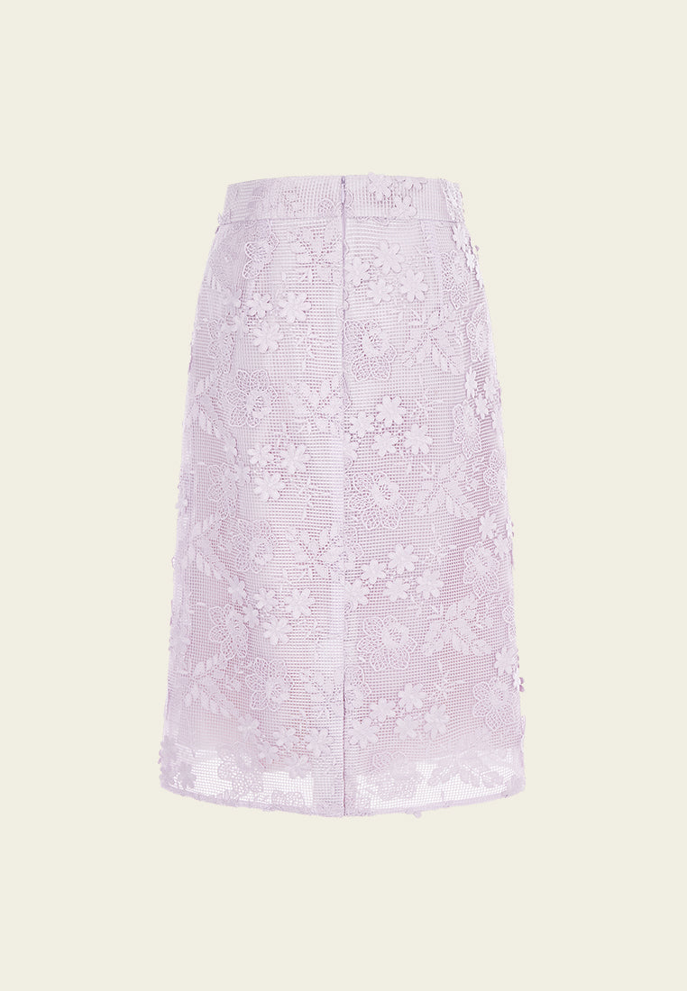 Lilac Lace Midi Skirt