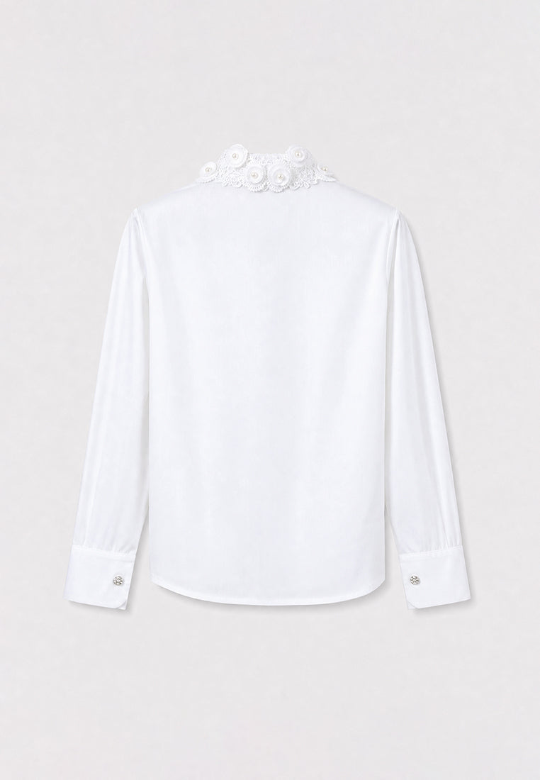 Blanc Dentelle Fleurie Blouse