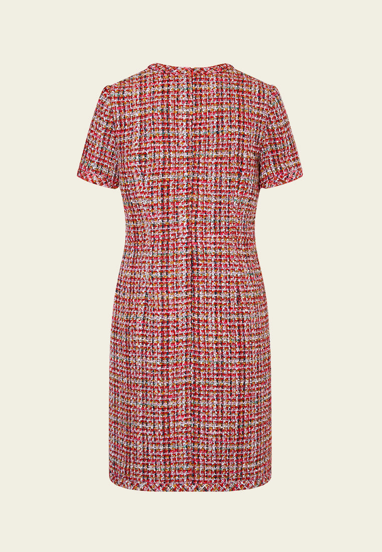 Patch-pocket Bead-detail Concealed-fastening Short-sleeve Dress