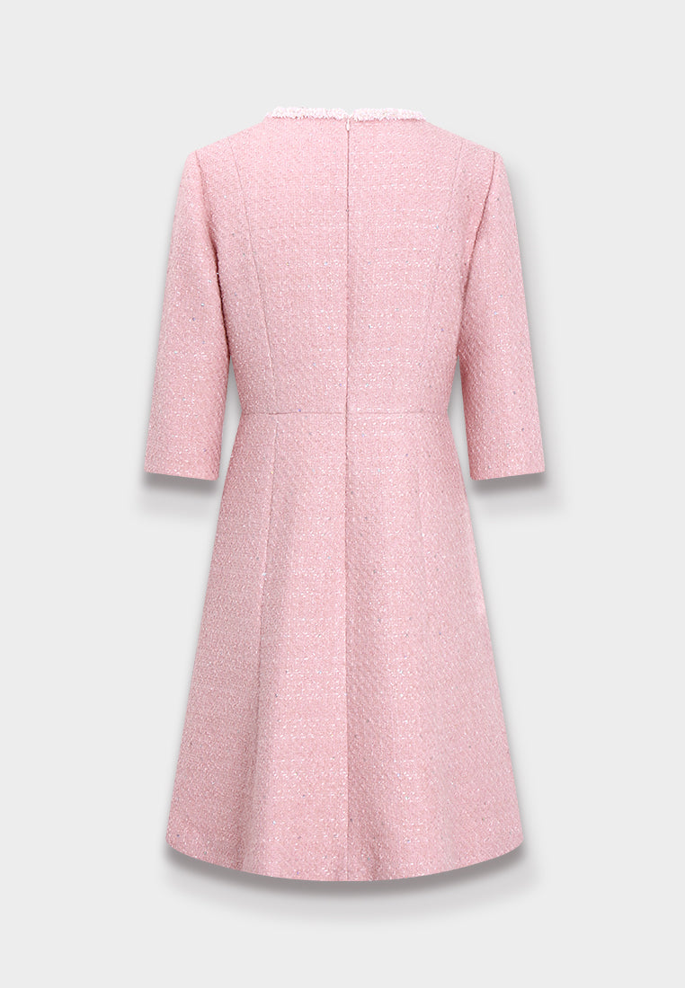 Rose Frange Tweed Dress