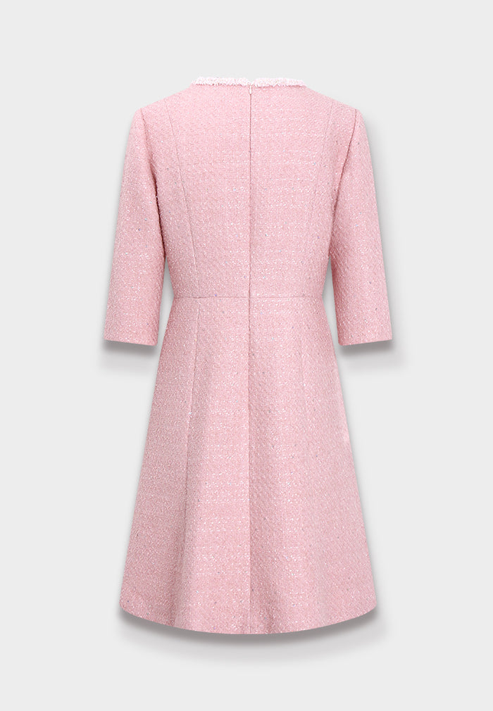 Rose Frange Tweed Dress
