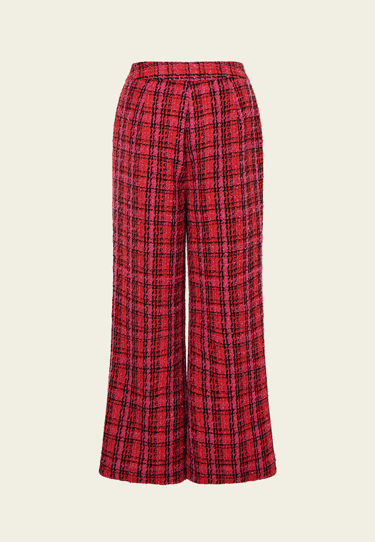 Flared Checker Tweed Trousers