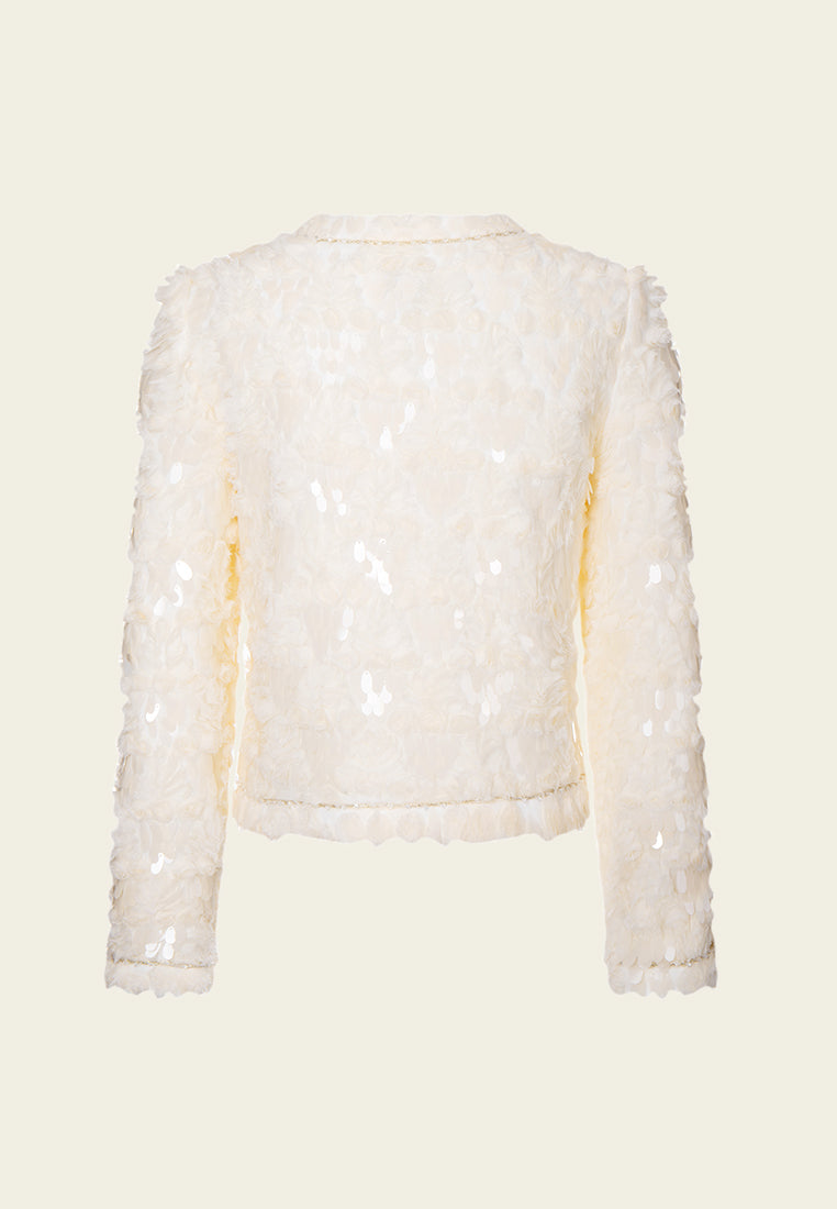 Frayed-effect Sequin-detail Metalic-trim Jacket