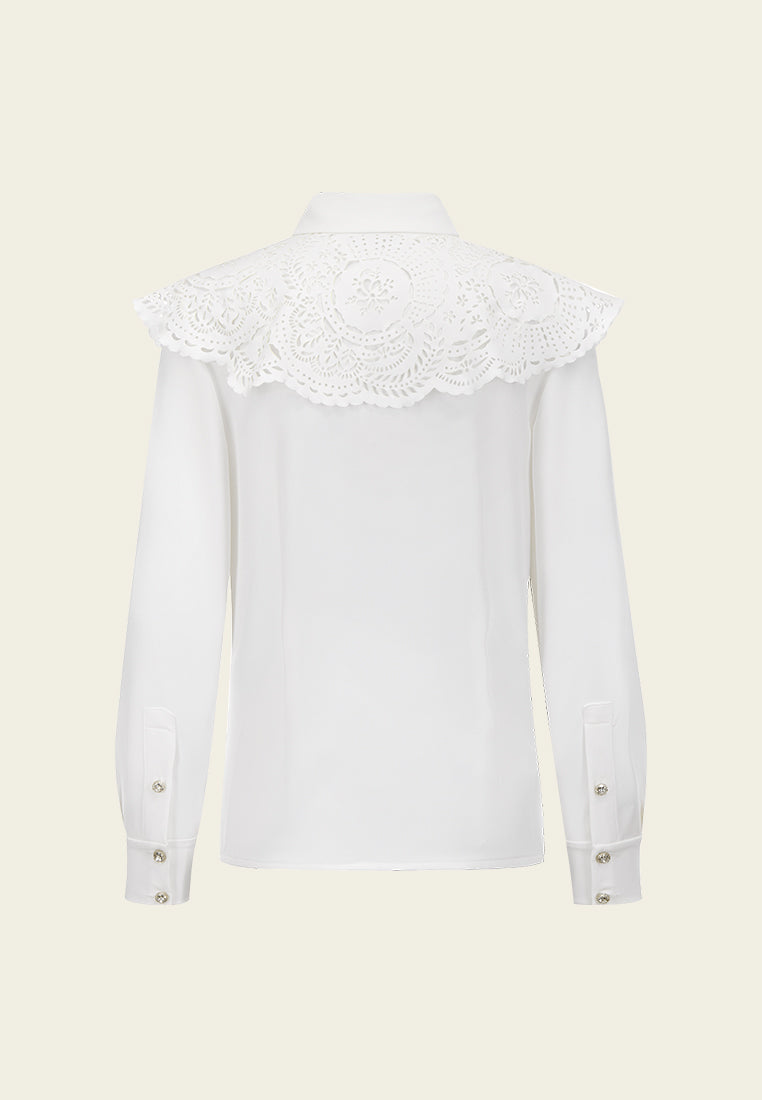 White Lace Peter Pan Collar Shirt
