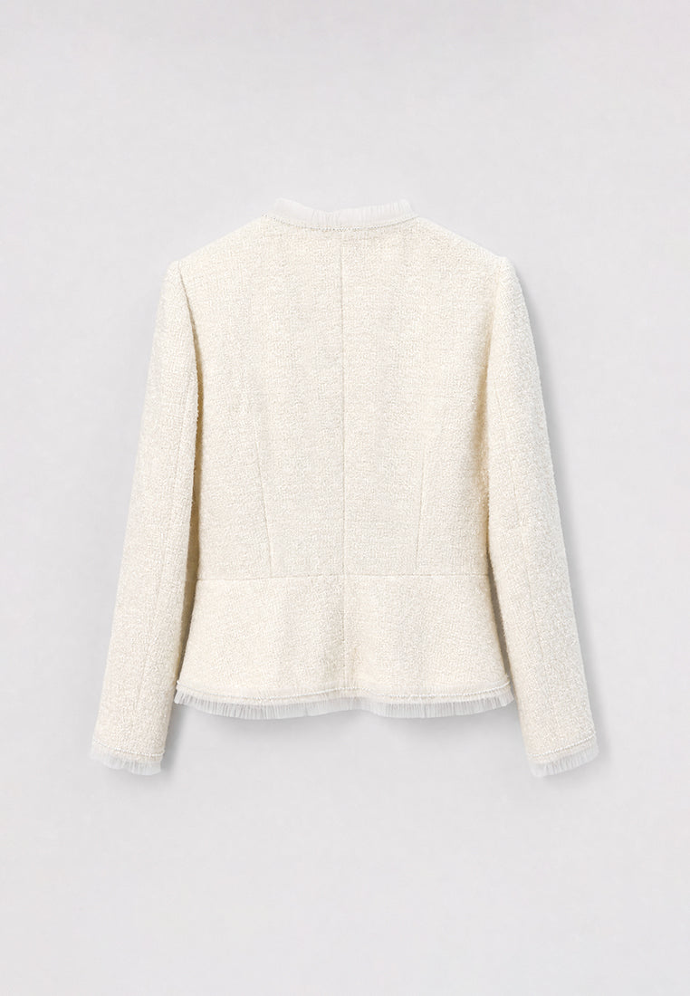 Crème Tweed Fleur Frangé Jacket