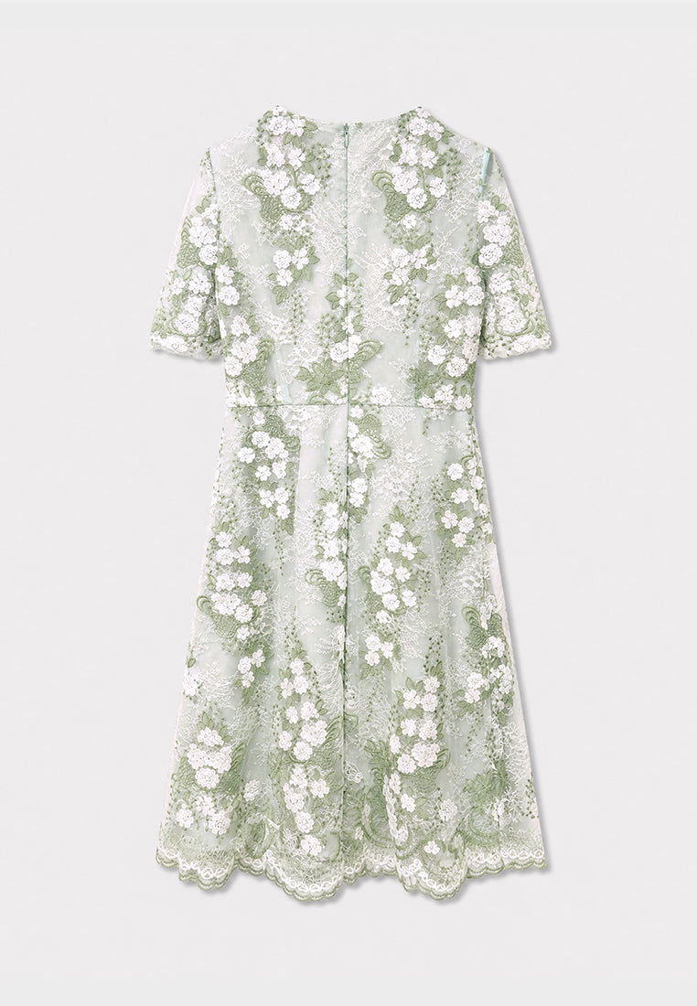 Vert Florale Sérénité Dress