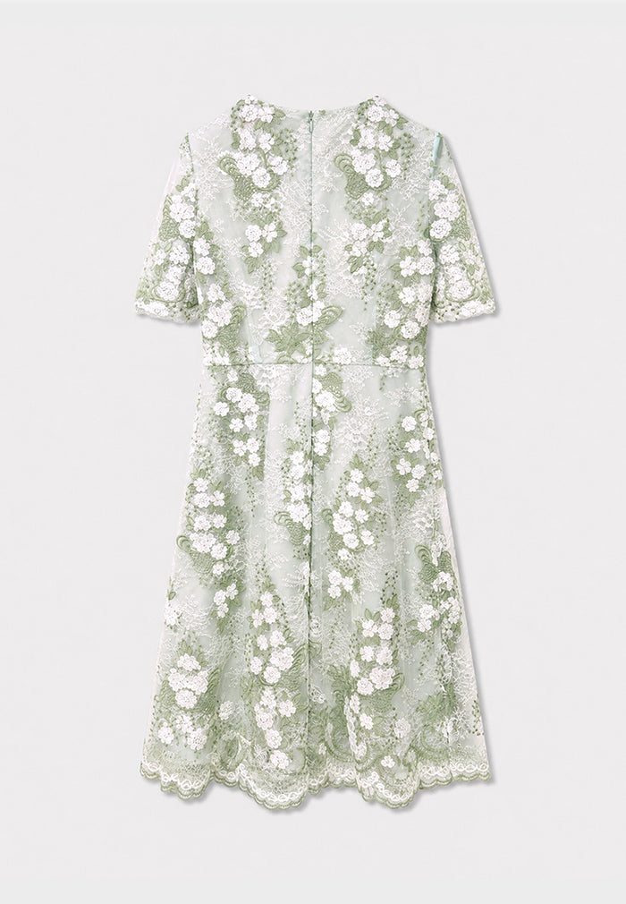 Vert Florale Sérénité Dress