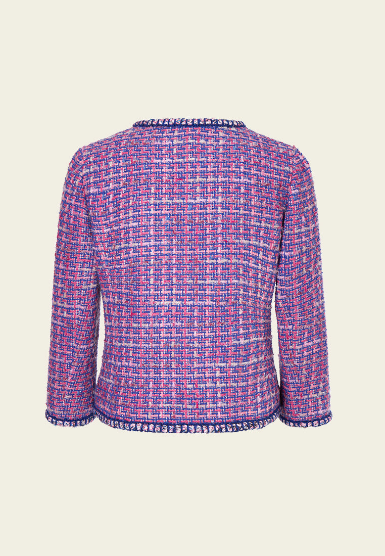 Primary Color Illusion Chunky Woven Tweed Jacket
