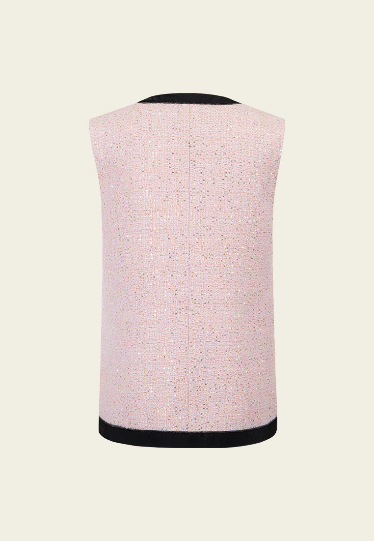 Sequin-detail Contrasting-trim Waistcoat