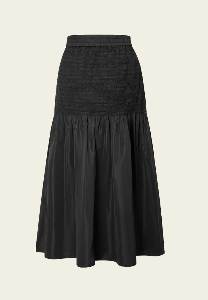 Midi-length Elasticated-detail Ruffled Skirt