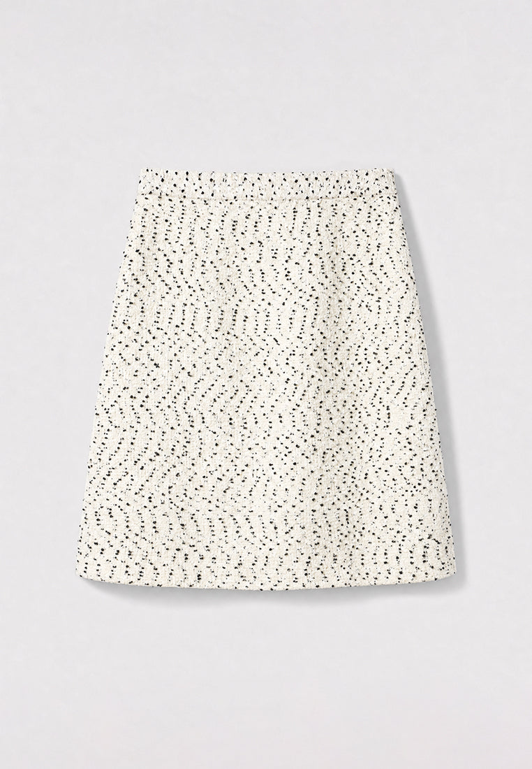 Blanc Tweed Polka Plissé Skirt