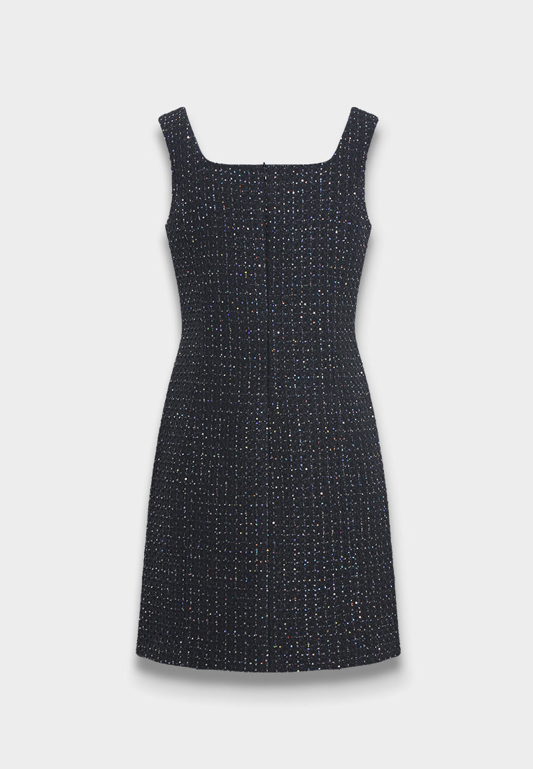 Céleste Grid Speckled Tweed Dress