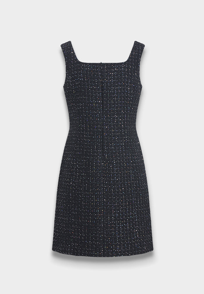 Céleste Grid Speckled Tweed Dress