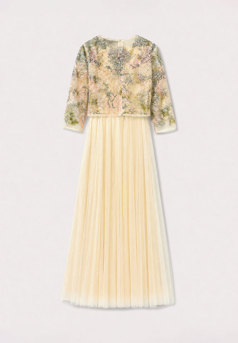 Beige Florale Poésie Gown