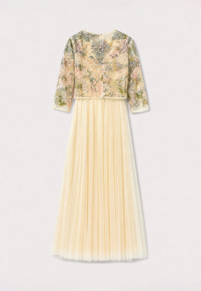 Beige Florale Poésie Gown