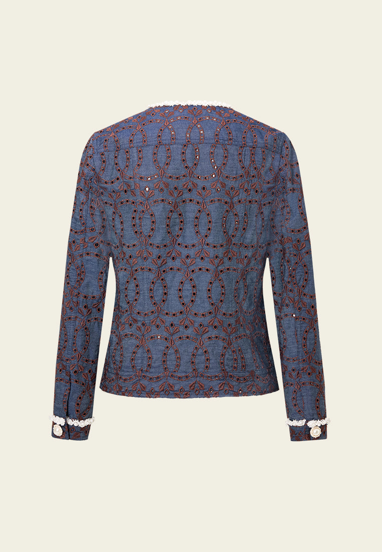 Contrast Embroidered Monogram Jacket