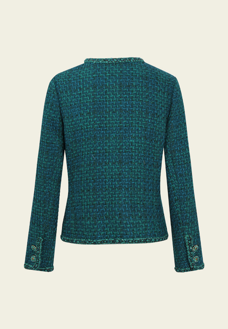 Crystal-button Tweed Cropped Jacket