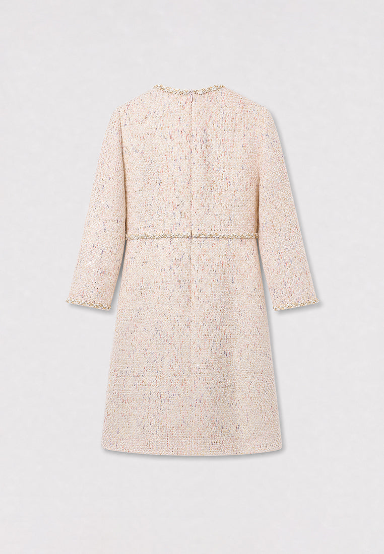 Crème Tweed Fleur Bijou Dress
