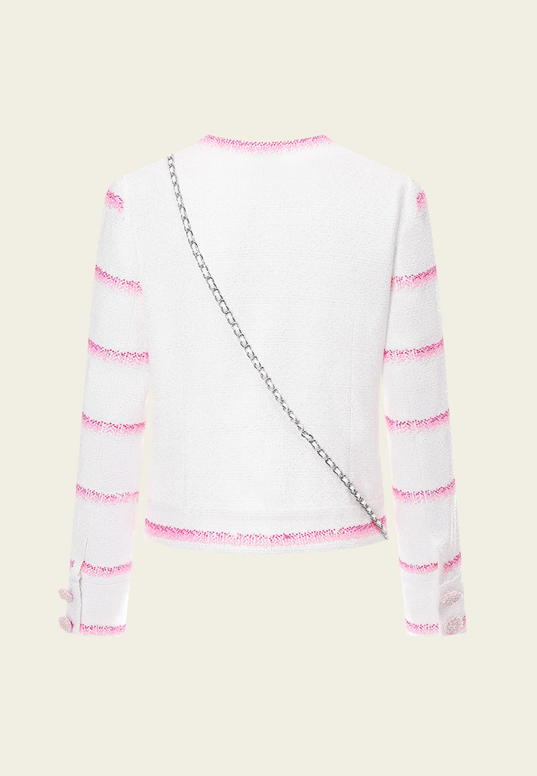Pink Stripe White Tweed Jacket