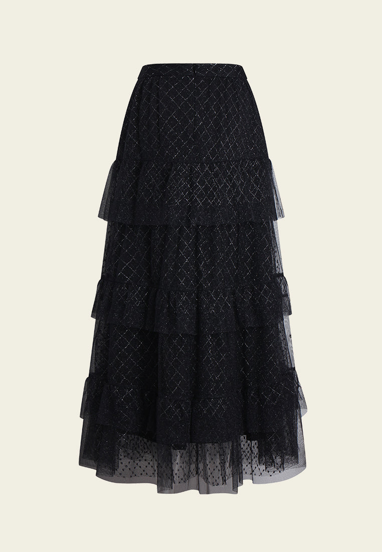 Sequined Tiered Tulle Skirt