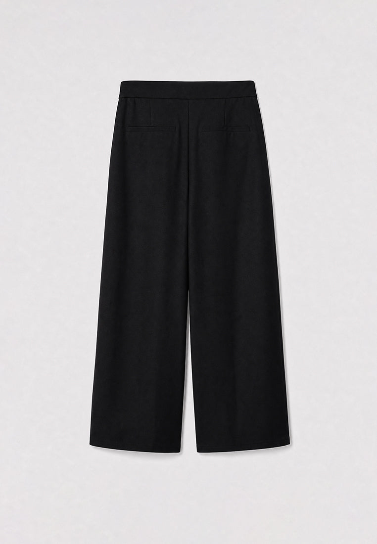 Noir Crêpe Plissé Culottes