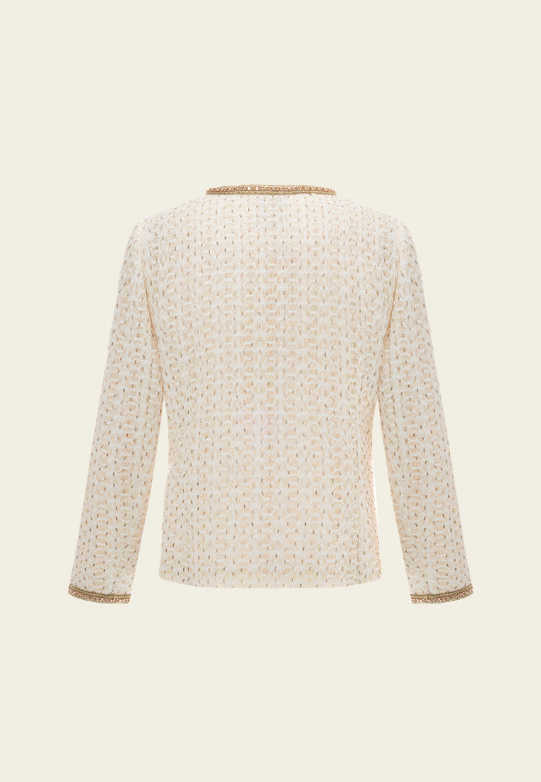 Contrasting-trim Beaded Jacket