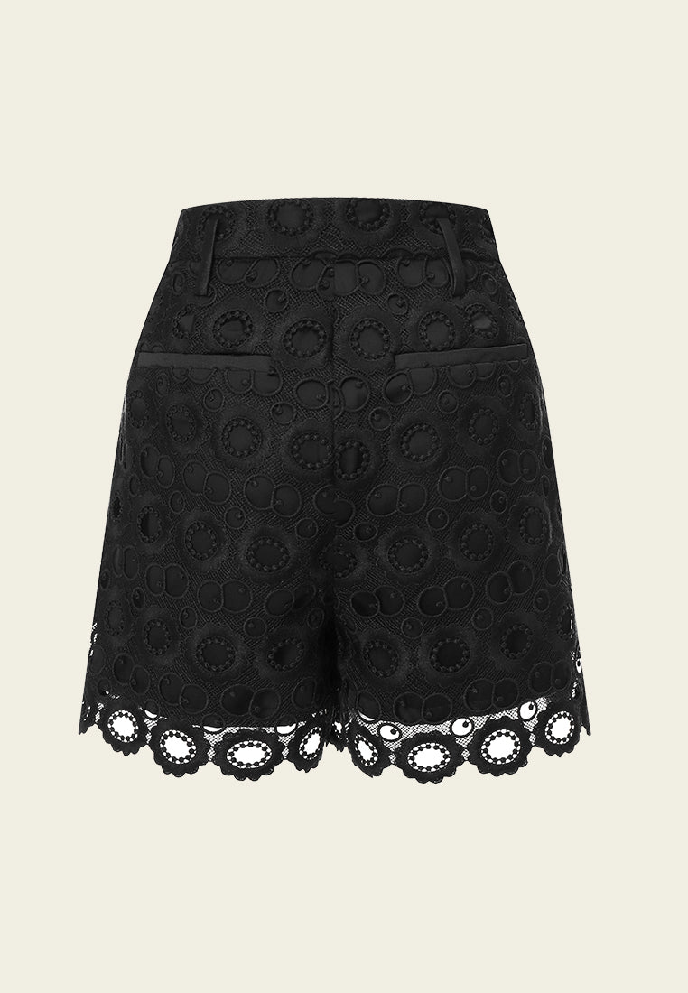 High Waist Black Lace Shorts