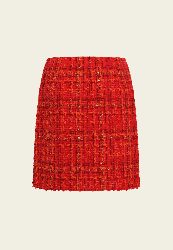 Rouge Éclat Buttoned Tweed Skirt