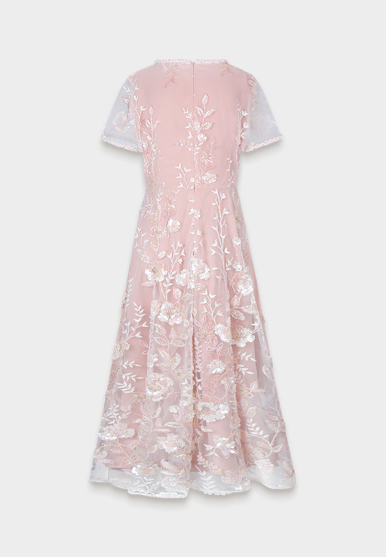 Rosé Enchanté Embroidered Dress