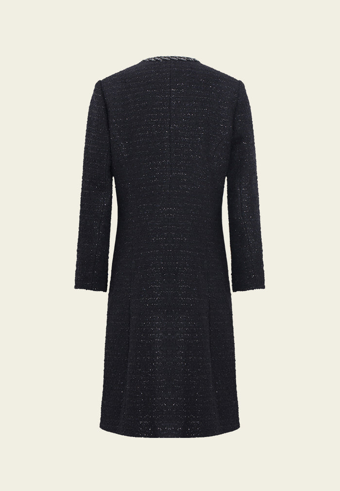 Contrast Trim Tweed Coat