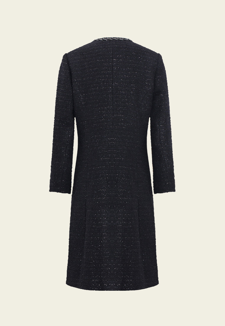 Contrast Trim Tweed Coat