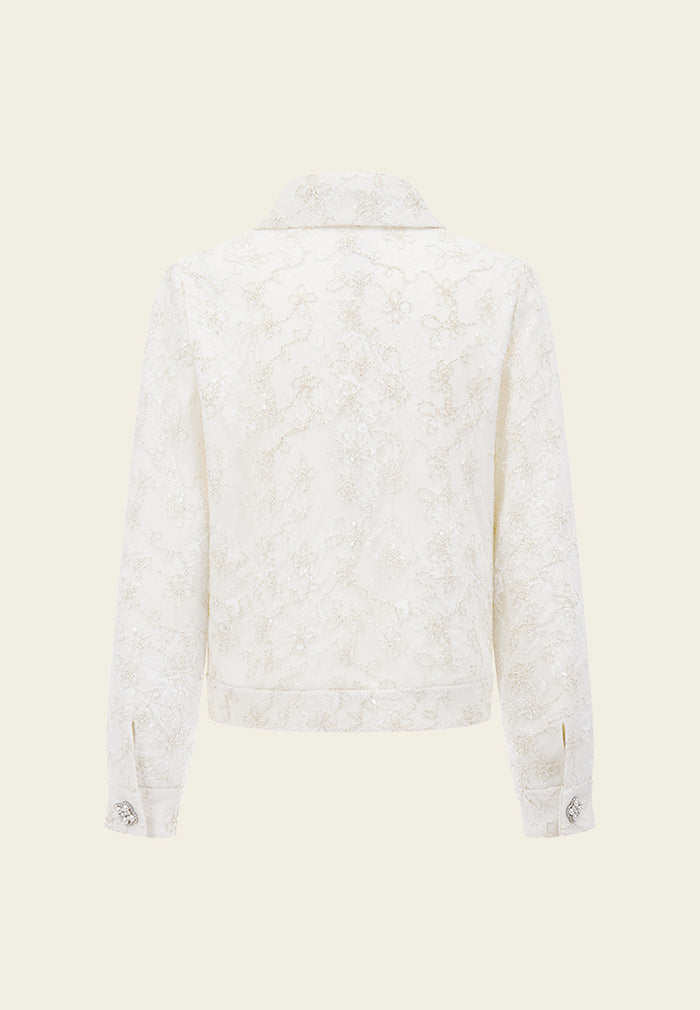 Panelled Embroidered Lace Mesh Jacket