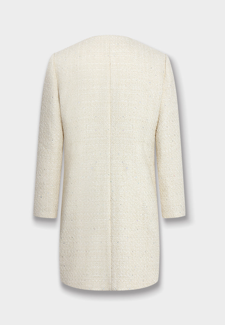 Crème Tresse Gold Button Coat
