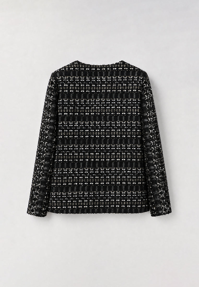 Noir Blanc Tweed Carreau Perlé Jacket