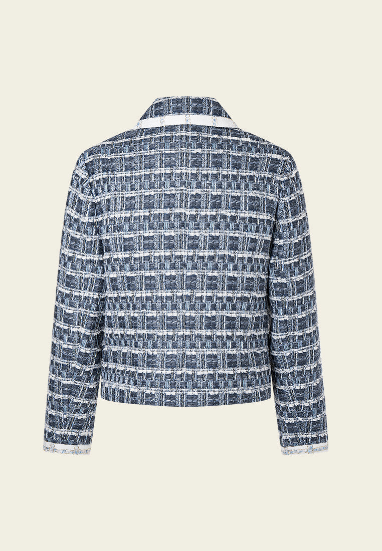 Double-breasted Geometric Tweed Jacket