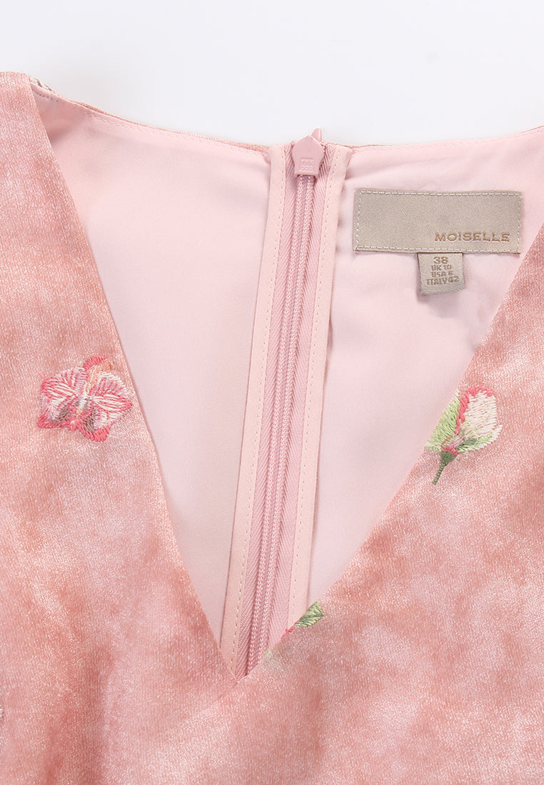 Rosé Blossom Embroided Dress