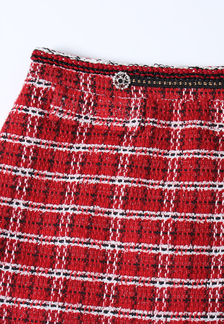 Plaid Couture Tailored Tweed A-Line Skirt