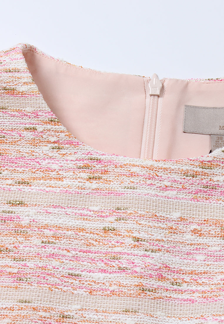 Baby Pink Weave Tweed Dress