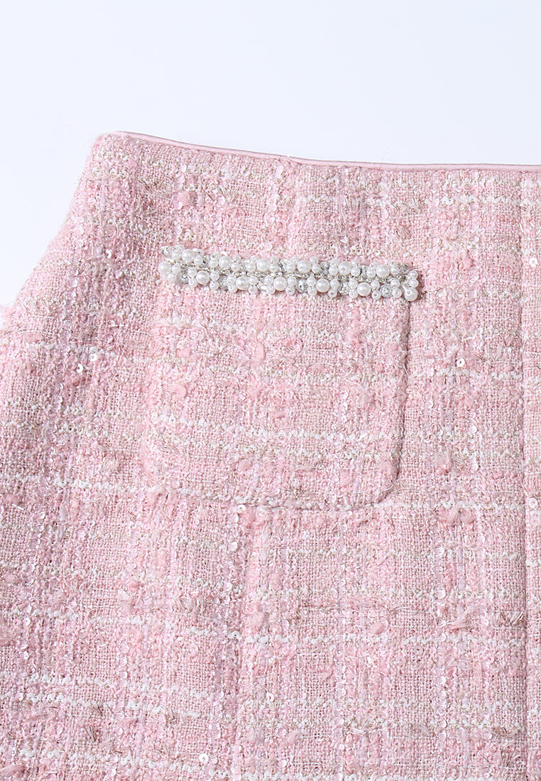 Rose Bijou Tweed Skirt